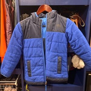 Boys north face reversible jacket blue